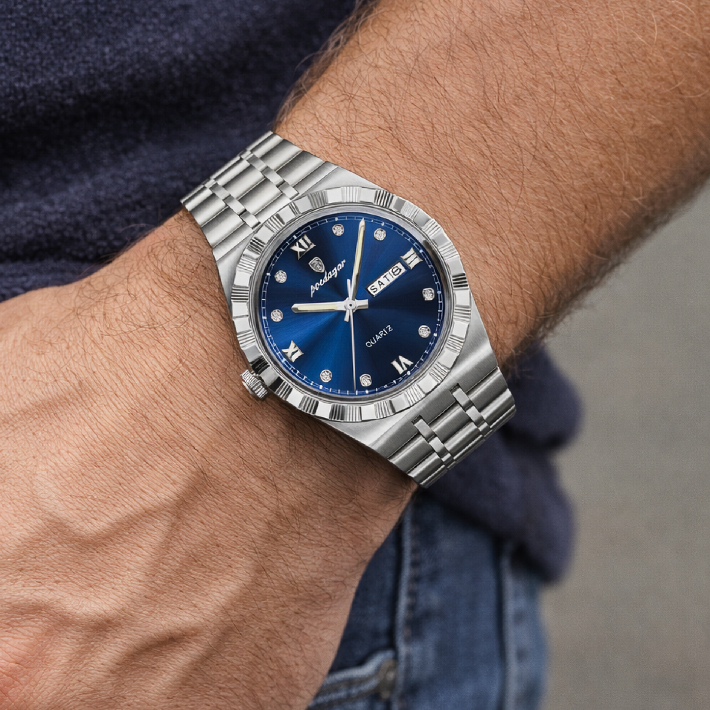 RELOJ DE LUJO SILVER BLUE